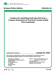 Guidance for Identifying Pesticides that have a Common Mechanism