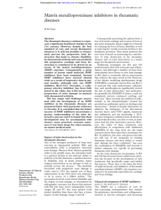 Matrix metalloproteinase inhibitors in rheumatic diseases