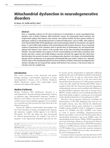 Mitochondrial dysfunction in neurodegenerative disorders