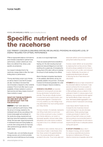 Specific nutrient needs of the racehorse