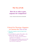 The Tree of Life How do we select a gene sequence for comparison