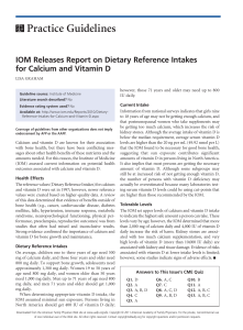 IOM Releases Report on Dietary Reference Intakes for Calcium and