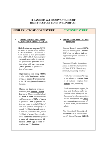HIGH FRUCTOSE CORN SYRUP COCONUT SYRUP