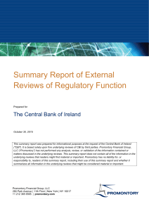 Summary Report of External Reviews of Regulatory Function