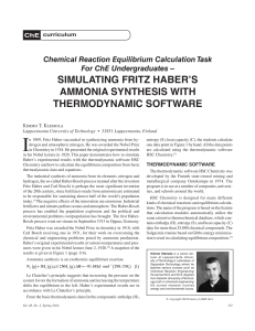 simulating fritz haber`s ammonia synthesis with thermodynamic