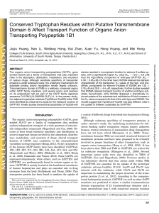 Conserved Tryptophan Residues within Putative Transmembrane