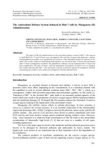 Oxidative stress induced by manganese (II) intoxication in Huh 7 cells