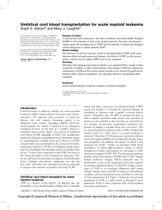 Umbilical cord blood transplantation for acute myeloid leukemia