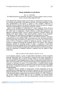 Energy metabolism in cystic fibrosis