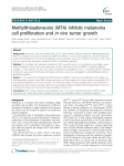 Methylthioadenosine (MTA) inhibits melanoma cell proliferation and