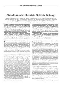 Clinical Laboratory Reports in Molecular Pathology