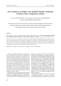 The Usefulness of Rabbit Anti-QQQPP Peptide Antibodies to Wheat