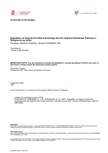 Regulation of Arginine-Ornithine Exchange and the Arginine