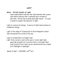 Wave - Particle Duality of Light some experiments indicate that light