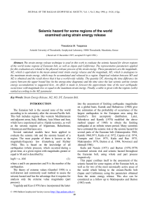 Seismic hazard for some regions of the world examined using strain