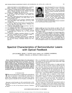 Spectral Characteristics of Semiconductor Lasers with Optical