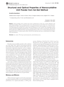 Structural and Optical Properties of Nanocrystalline ZnO