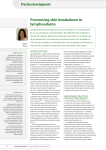 Practice development Preventing skin breakdown in lymphoedema