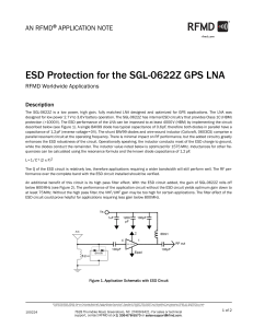 ESD Protection for the SGL-0622Z GPS LNA