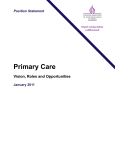 Primary Care Vision, Roles and Opportunities (Jan 2011)