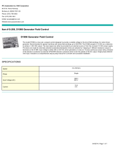 Item # S-200, D1086 Generator Field Control D1086