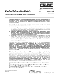 PIB 215 - Thermal Resistance of SIP Core Material:2003 PlastiSpan
