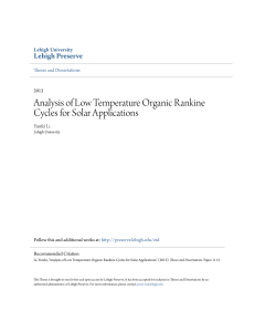 Analysis of Low Temperature Organic Rankine