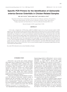 Specific PCR Primers for the Identification of Salmonella enterica