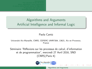 Algorithms and Arguments Artificial Intelligence