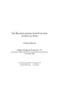 The Macroeconomic Loss Function: a Critical Note (PDF