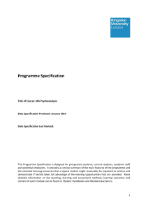 Psychoanalysis - Programme Specifications