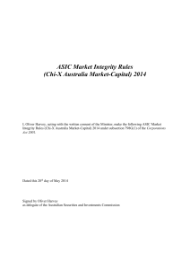 ASIC Market Integrity Rules - Federal Register of Legislation