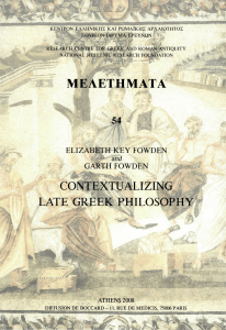 ΜΕΛΕΤΗΜΑΤΑ CONTEXTUALIZING LATE GREEK PHILOSOPHY