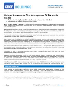 Hotspot Announces First Anonymous FX Forwards