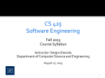 CS 425 Software Engineering - Department of Computer Science
