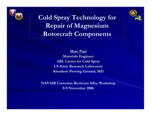 Cold Spray Technology for Repair of Magnesium Rotorcraft