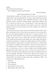 Syllabus High Temperature Structural Materials