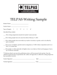 TELPAS Writing Sample Student Name: Teacher Name: Type of