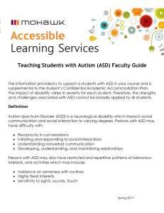Teaching Students with Autism (ASD) Faculty Guide