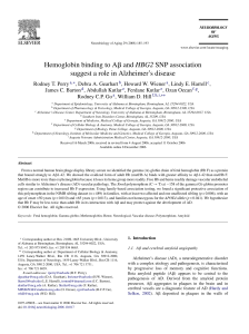 Hemoglobin binding to Aß and HBG2 SNP association suggest a