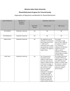 Explanation of Deductions and Benefits for Phased Retirement