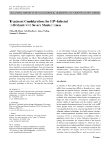 Treatment Considerations for HIV-Infected Individuals with Severe