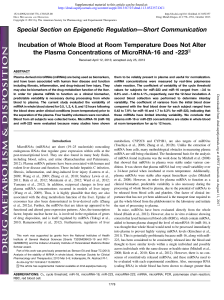 Incubation of Whole Blood at Room Temperature Does Not Alter the