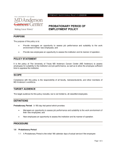 Probationary Period of Employment Policy