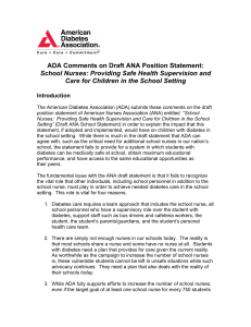 ADA Comments on Draft ANA Position Statement: School Nurses