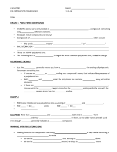 CHEMISTRY NAME POLYATOMIC ION COMPOUNDS 12-1