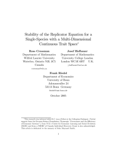 Stability of the Replicator Equation for a Single