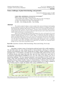 Future challenges of plant biotechnology and genomics Abstract