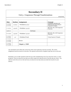 Secondary 2 Chapter 5 Secondary II Unit 5– Congruence Through