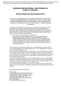 National Maternal Death Report form